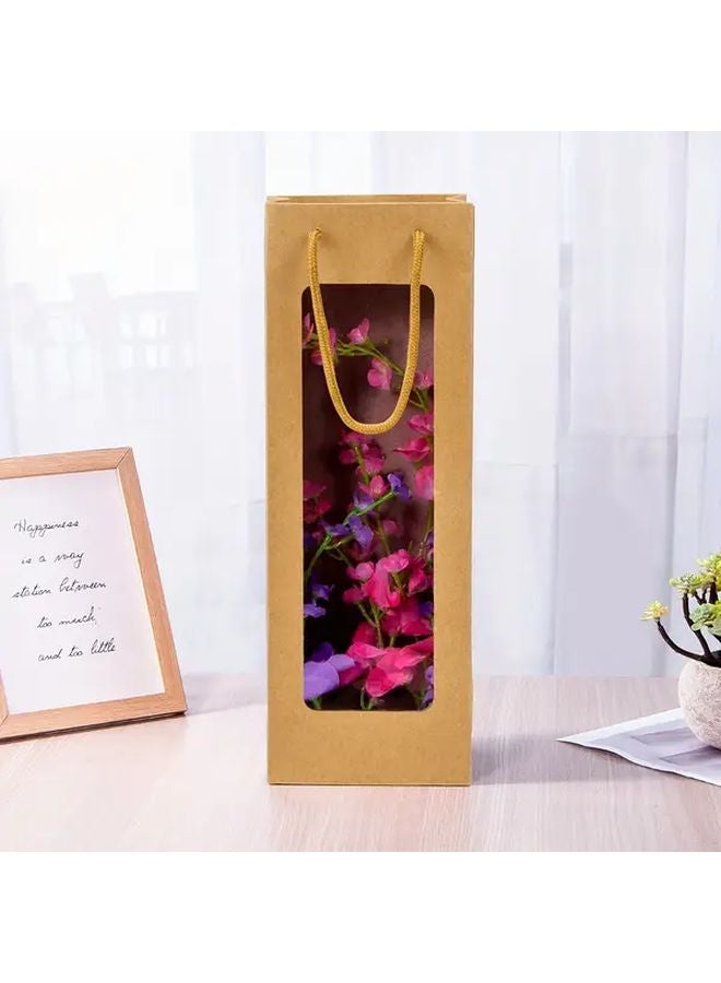 Brown Wine Gift Bags With Window 12PCS For Bottles Flowers Gifts New Year Birthday Housewarming - Image 1